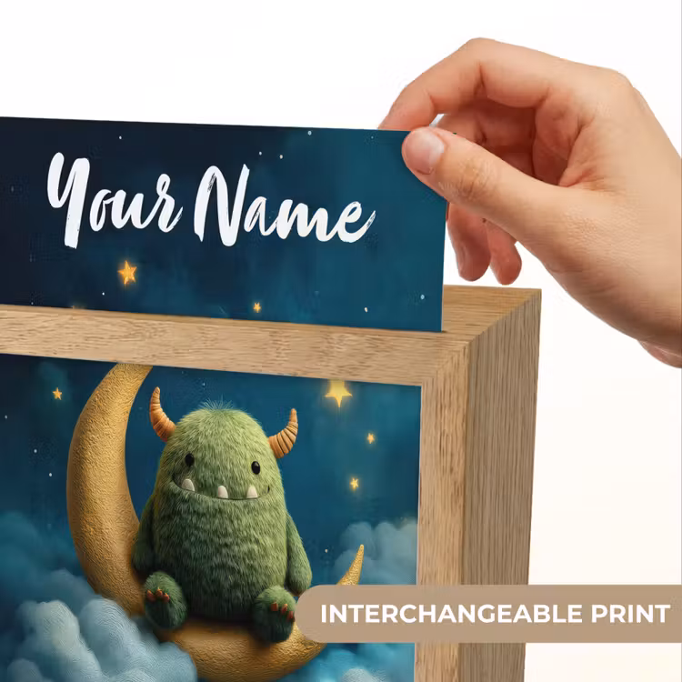 Monster - Groen - Maan - Wolken Light Box met kabel (Kinderlampje) klein -USP_websiteprintEN