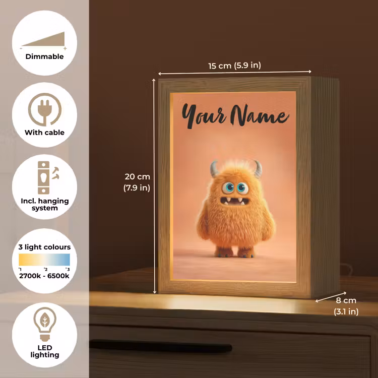 Monster - Knuffel - Oranje Light Box met kabel (Kinderlampje) klein -USP_EN