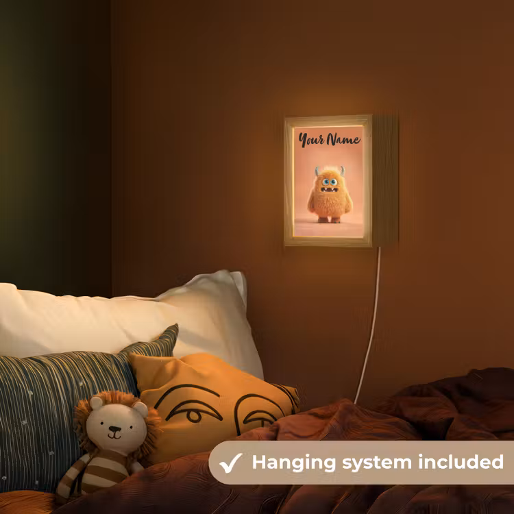 Monster - Knuffel - Oranje Light Box met kabel (Kinderlampje) klein -sfeer5_kind_EN