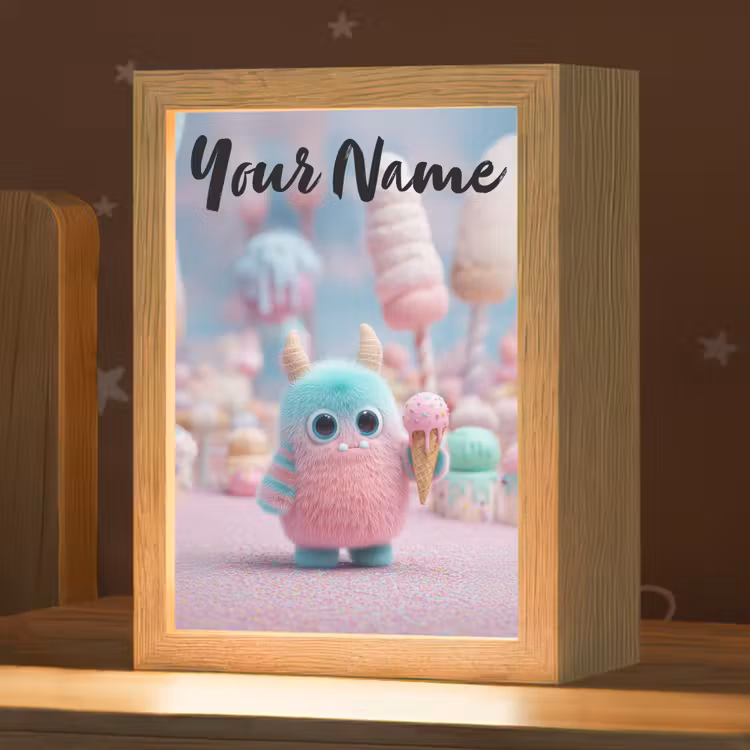 Monster - Pastel - Roze - Snoep Light Box met kabel (Kinderlampje) klein -zzz_3d_website