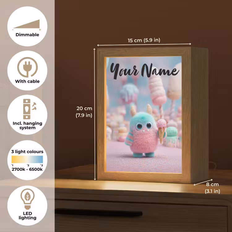 Monster - Pastel - Roze - Snoep Light Box met kabel (Kinderlampje) klein -USP_EN