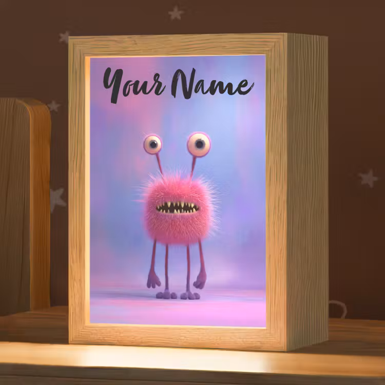Monster - Roze - Paars Light Box met kabel (Kinderlampje) klein -zzz_3d_website