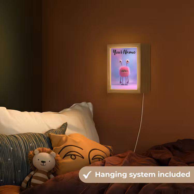 Monster - Roze - Paars Light Box met kabel (Kinderlampje) klein -sfeer5_kind_EN