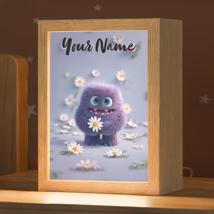 Monster - Paars - Madeliefjes Light Box met kabel (Kinderlampje) klein -zzz_3d_website