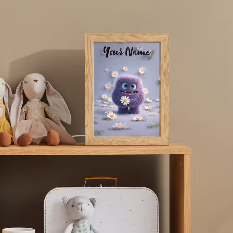 Monster - Paars - Madeliefjes Light Box met kabel (Kinderlampje) klein -sfeer2_kind