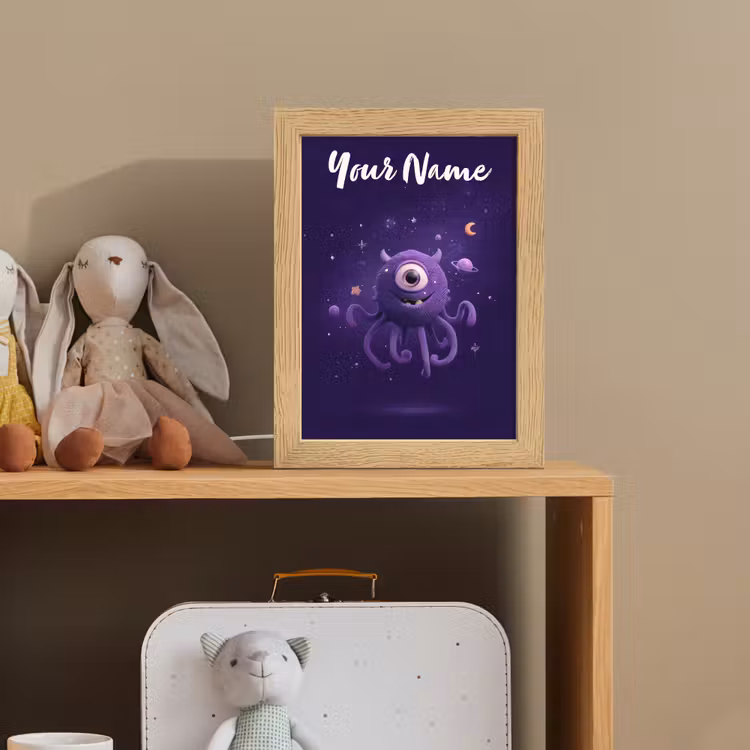 Monster - Paars - Ruimte Light Box met kabel (Kinderlampje) klein -sfeer2_kind