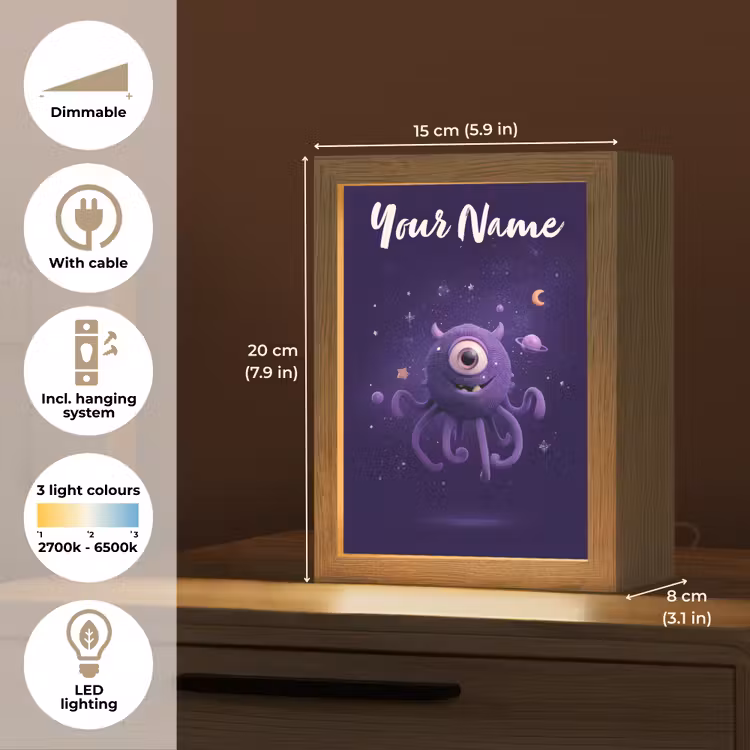 Monster - Paars - Ruimte Light Box met kabel (Kinderlampje) klein -USP_EN