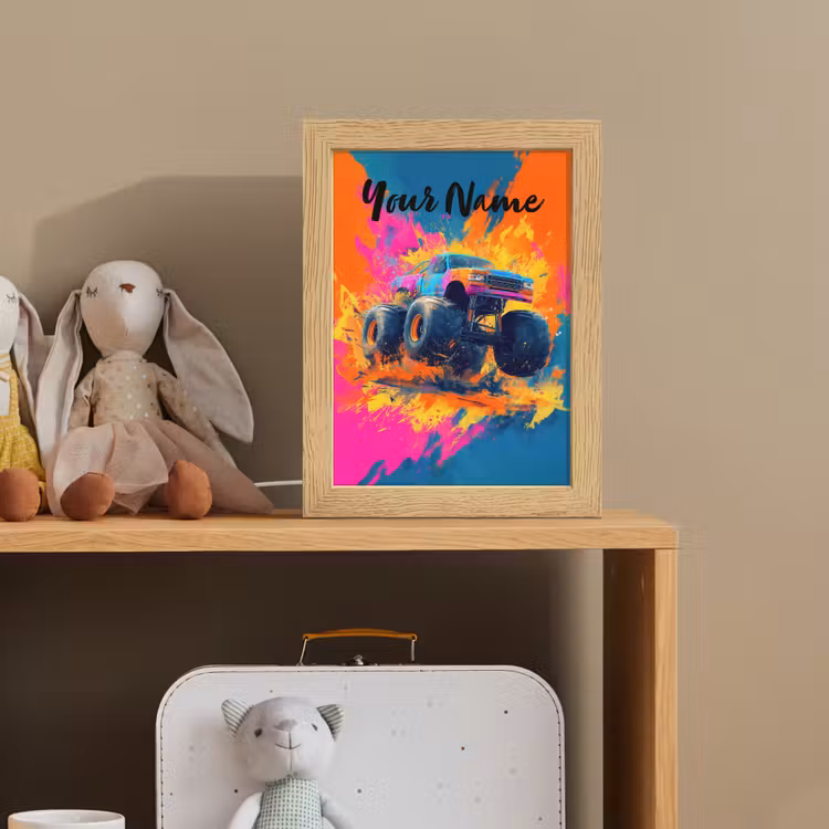 Monstertruck - Abstract - Verfspatten - Kleurrijk Light Box met kabel (Kinderlampje) klein -sfeer2_kind