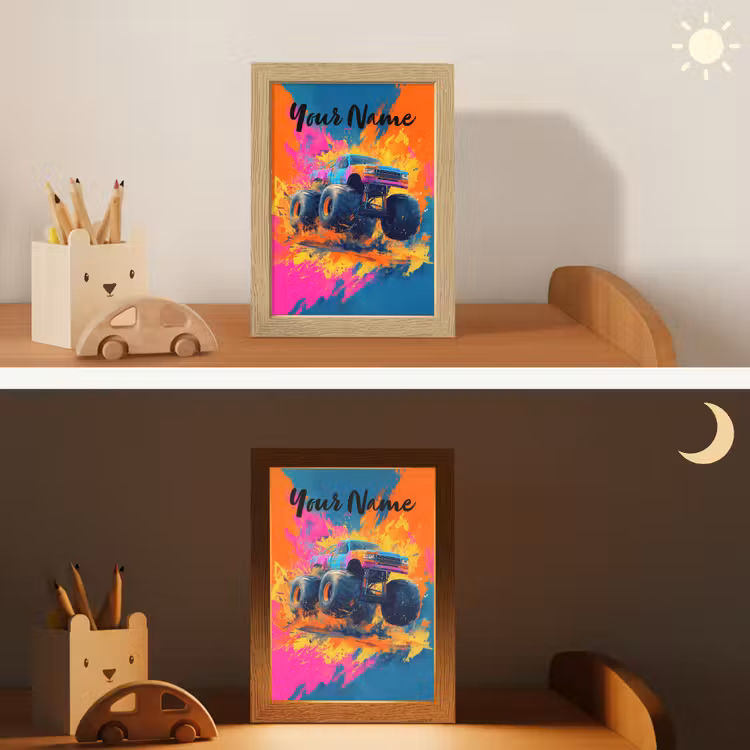 Monstertruck - Abstract - Verfspatten - Kleurrijk Light Box met kabel (Kinderlampje) klein -sfeer3_kind