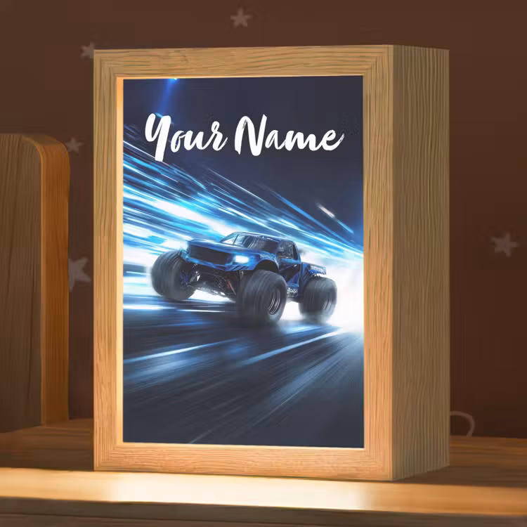 Monstertruck - Blauw - Neon - Lichten Light Box met kabel (Kinderlampje) klein -zzz_3d_website