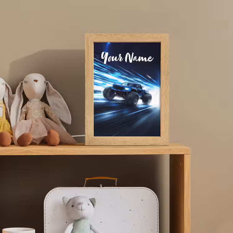 Monstertruck - Blauw - Neon - Lichten Light Box met kabel (Kinderlampje) klein -sfeer2_kind