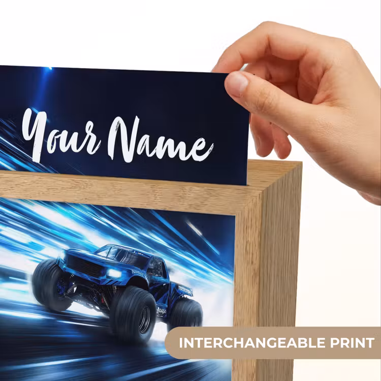 Monstertruck - Blauw - Neon - Lichten Light Box met kabel (Kinderlampje) klein -USP_websiteprintEN