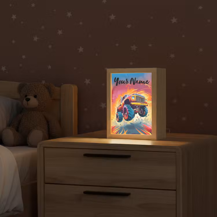 Monstertruck - Auto - Jongens - Kleurrijk Light Box met kabel (Kinderlampje) klein -sfeer1_kind