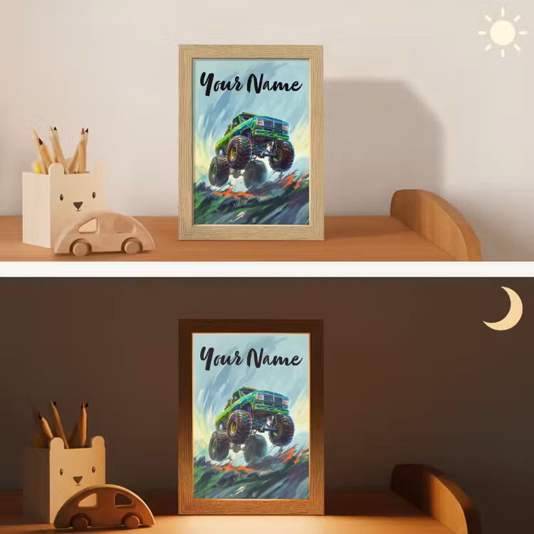 Monstertruck - Auto - Jongens - Groen Light Box met kabel (Kinderlampje) klein -sfeer3_kind