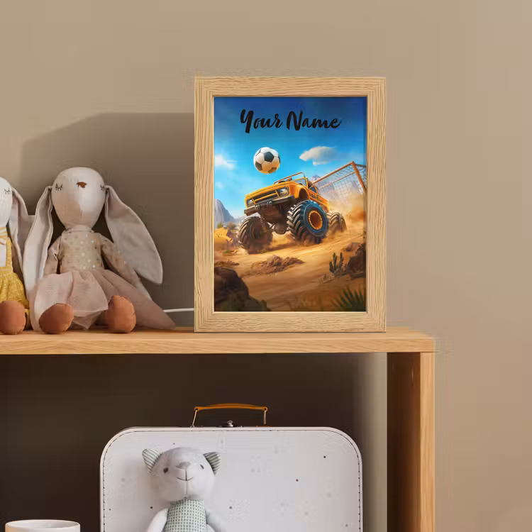 Monstertruck - Voetbal - Woestijn Light Box met kabel (Kinderlampje) klein -sfeer2_kind
