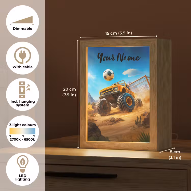 Monstertruck - Voetbal - Woestijn Light Box met kabel (Kinderlampje) klein -USP_EN