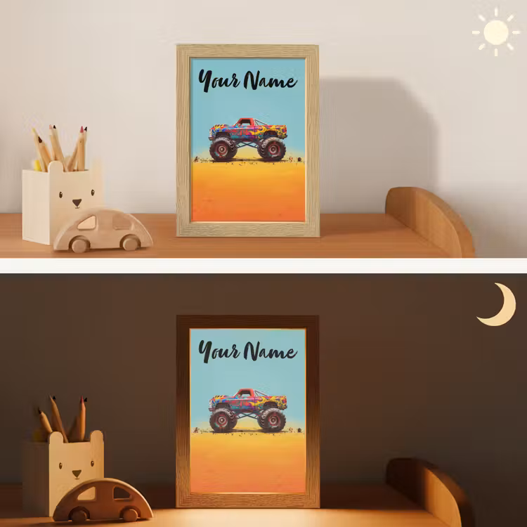 Monstertruck - Graffiti - Jongens - Auto Light Box met kabel (Kinderlampje) klein -sfeer3_kind