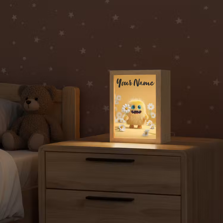 Monster - Geel - Madeliefjes Light Box met kabel (Kinderlampje) klein -sfeer1_kind
