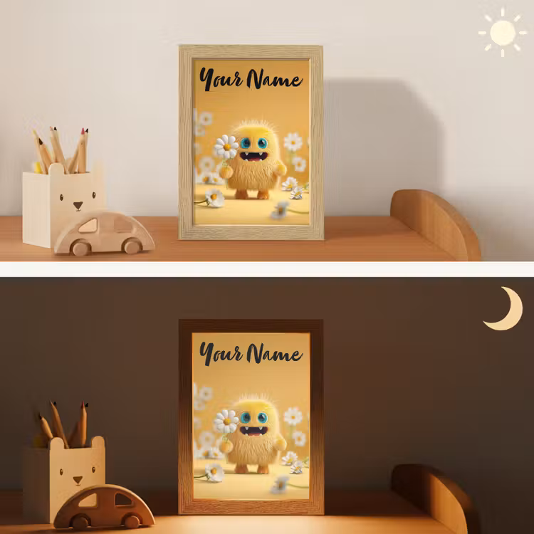 Monster - Geel - Madeliefjes Light Box met kabel (Kinderlampje) klein -sfeer3_kind