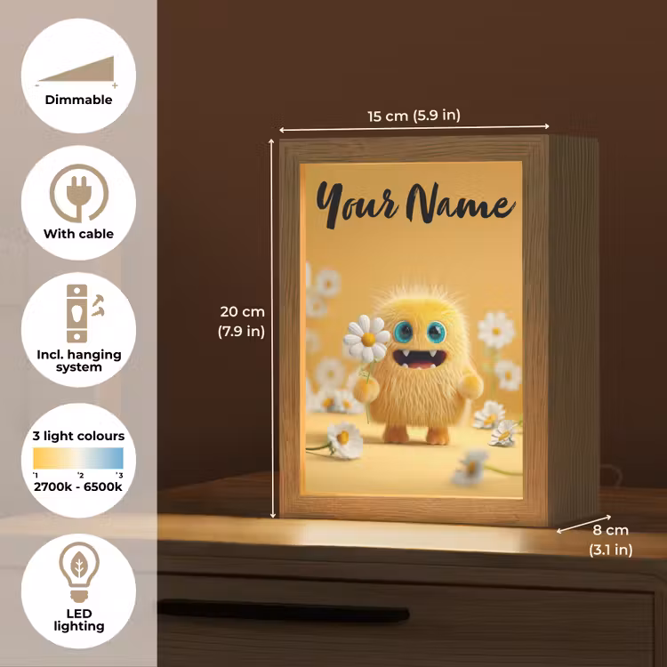 Monster - Geel - Madeliefjes Light Box met kabel (Kinderlampje) klein -USP_EN