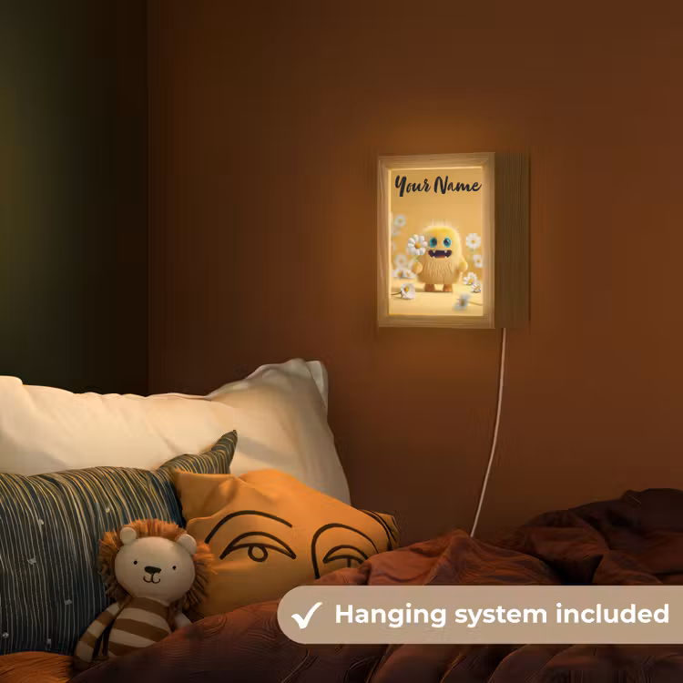 Monster - Geel - Madeliefjes Light Box met kabel (Kinderlampje) klein -sfeer5_kind_EN
