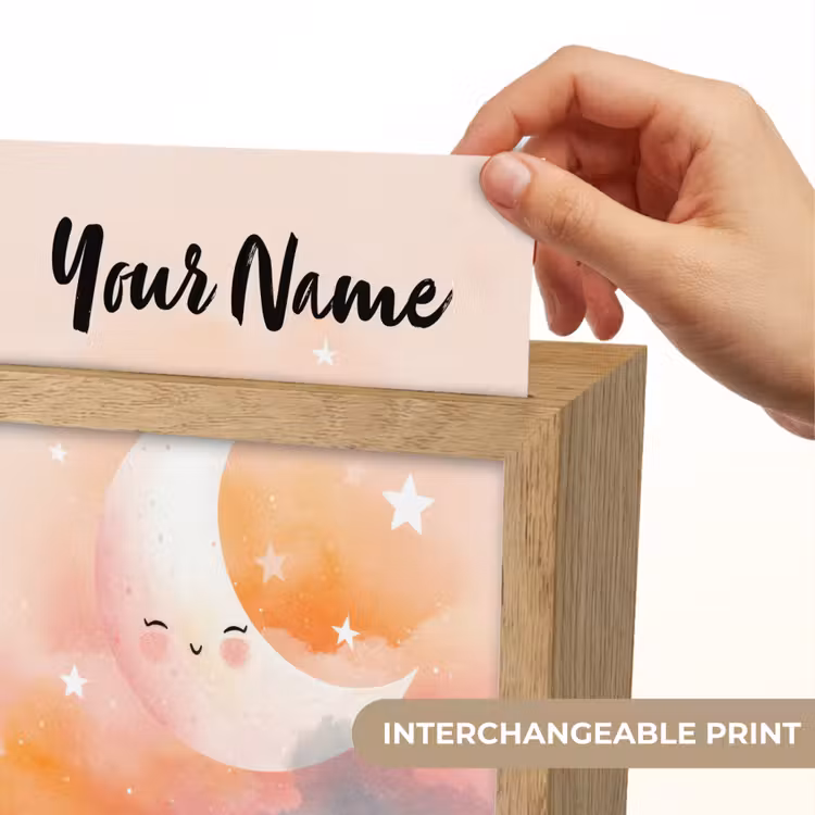 Maan - Gezichtje - Sterren - Roze Light Box met kabel (Kinderlampje) klein -USP_websiteprintEN
