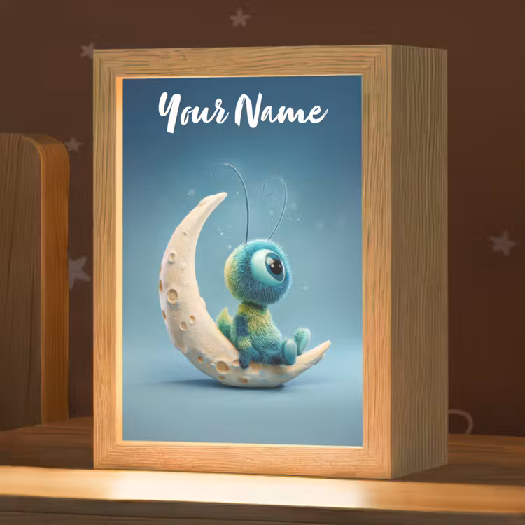 Maan - Ruimtewezen - Blauw Light Box met kabel (Kinderlampje) klein -zzz_3d_website