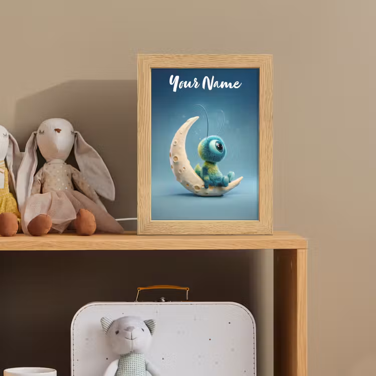 Maan - Ruimtewezen - Blauw Light Box met kabel (Kinderlampje) klein -sfeer2_kind