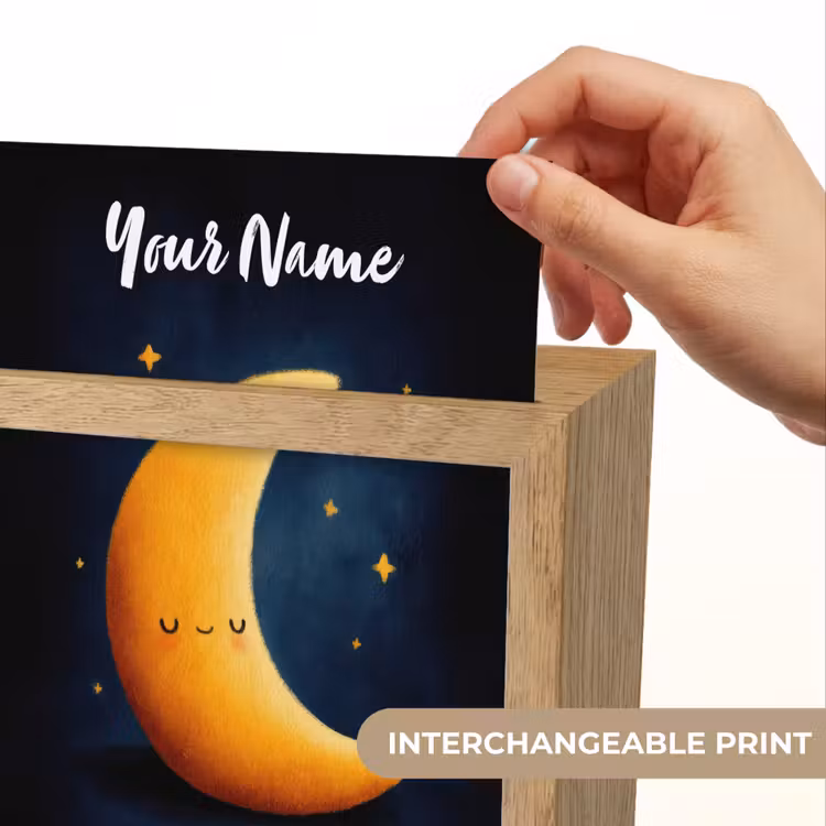 Maan - Geel - Sterren - Gezichtje Light Box met kabel (Kinderlampje) klein -USP_websiteprintEN
