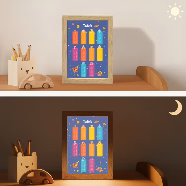 Tafels van vermenigvuldiging - Leren rekenen voor kinderen - Getallen oefenen - Ruimte Light Box met kabel klein -sfeer3_kind