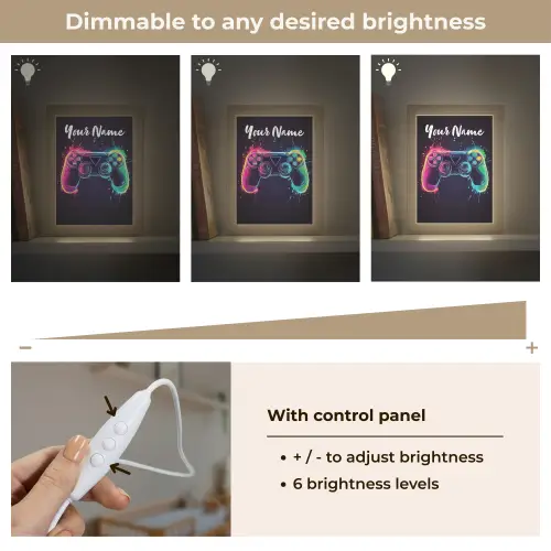 Neon - Controller - Verfspatten - Game Light Box met kabel (Kinderlampje) klein -USP_dimbaarEN