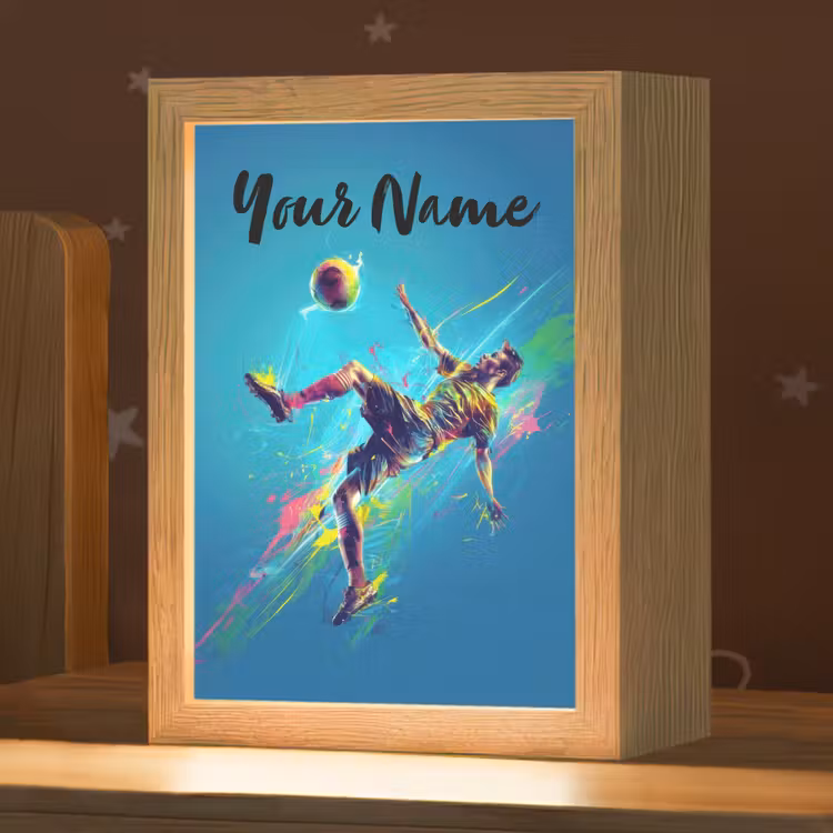 Neon - Voetbal - Schop - Kleurrijk Light Box met kabel (Kinderlampje) klein -zzz_3d_website