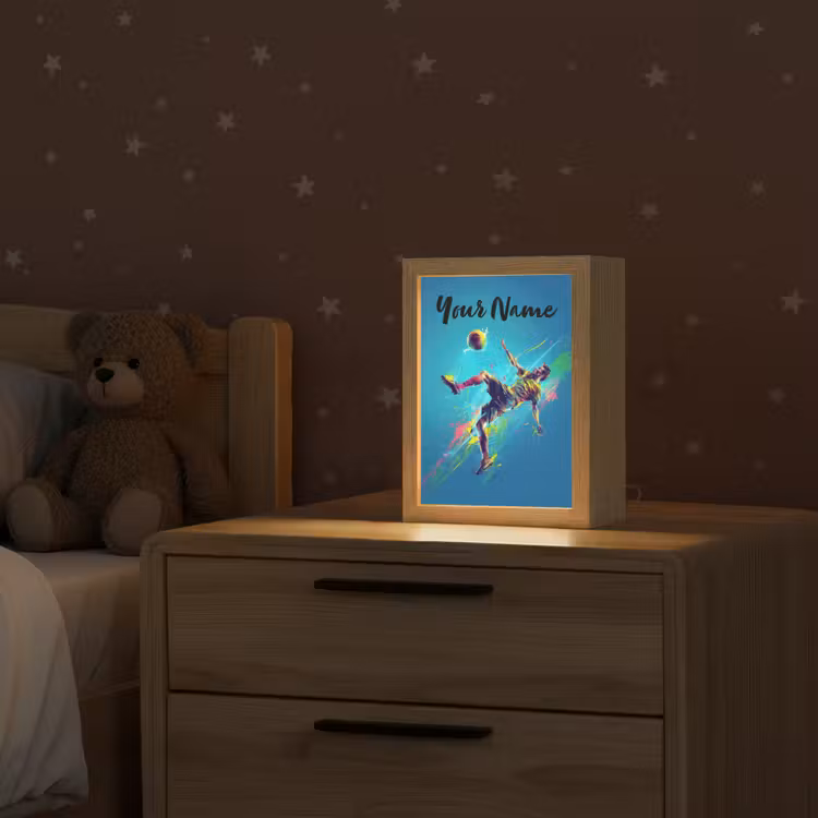 Neon - Voetbal - Schop - Kleurrijk Light Box met kabel (Kinderlampje) klein -sfeer1_kind