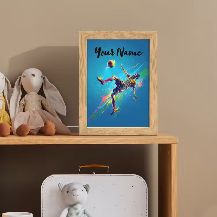 Neon - Voetbal - Schop - Kleurrijk Light Box met kabel (Kinderlampje) klein -sfeer2_kind