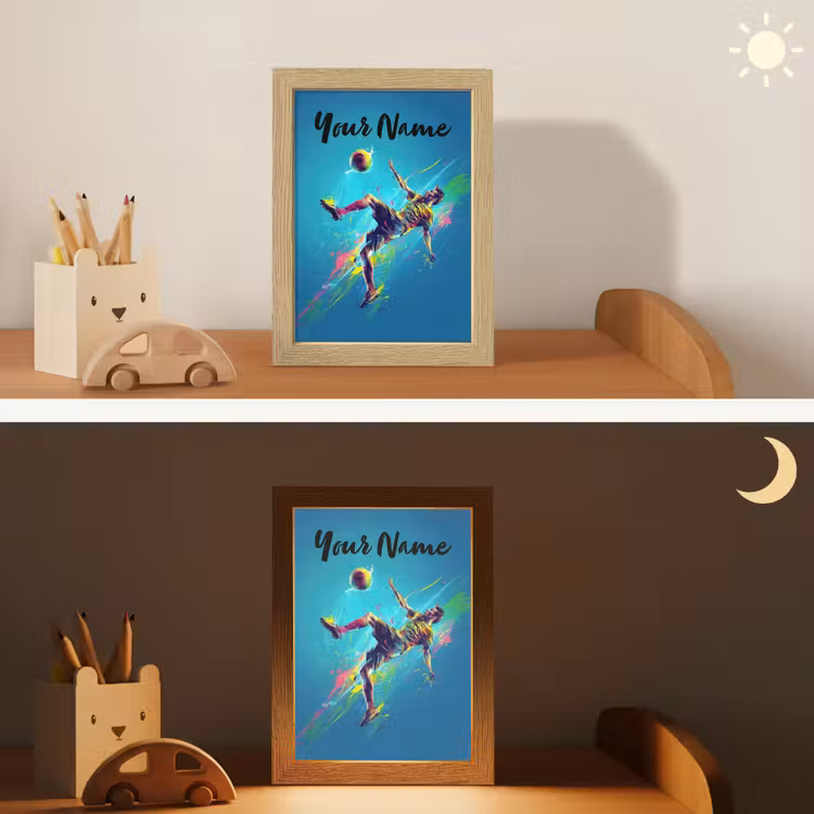Neon - Voetbal - Schop - Kleurrijk Light Box met kabel (Kinderlampje) klein -sfeer3_kind
