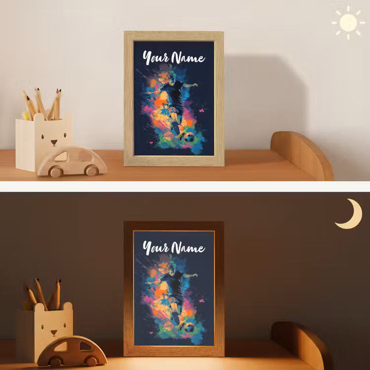 Neon - Voetballer - Kleurrijk Light Box met kabel (Kinderlampje) klein -sfeer3_kind