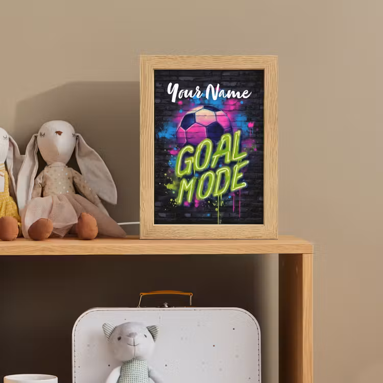 Neon - Graffiti - Voetbal - Kleurrijk Light Box met kabel (Kinderlampje) klein -sfeer2_kind