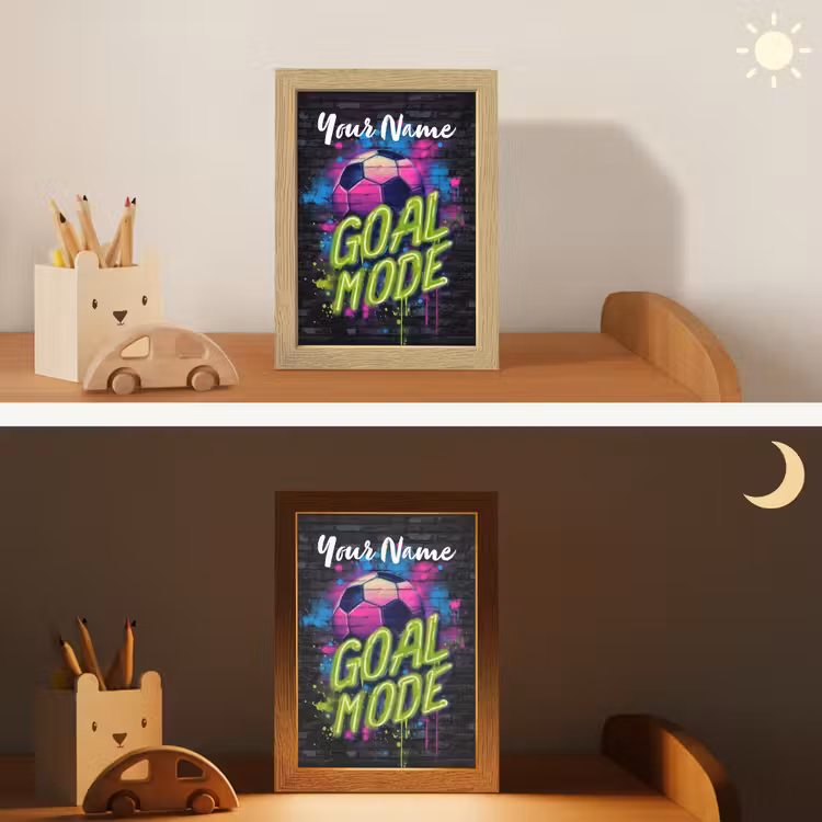 Neon - Graffiti - Voetbal - Kleurrijk Light Box met kabel (Kinderlampje) klein -sfeer3_kind