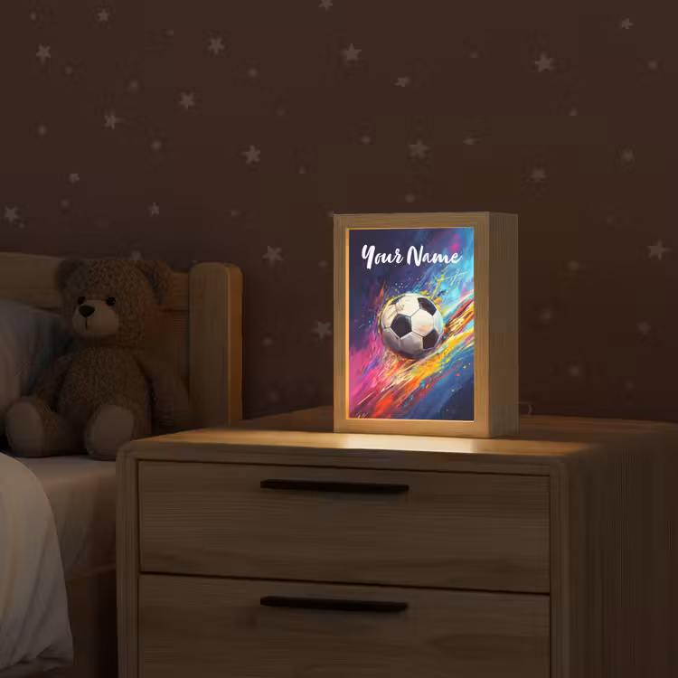 Neon - Voetbal - Kleurrijk Light Box met kabel (Kinderlampje) klein -sfeer1_kind