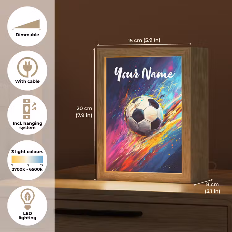 Neon - Voetbal - Kleurrijk Light Box met kabel (Kinderlampje) klein -USP_EN