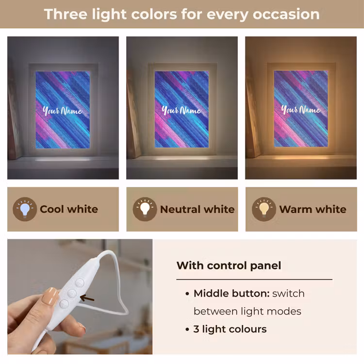 Neon - Strepen - Abstract - Blauw - Roze Light Box met kabel (Kinderlampje) klein -USP_lichtkleurEN