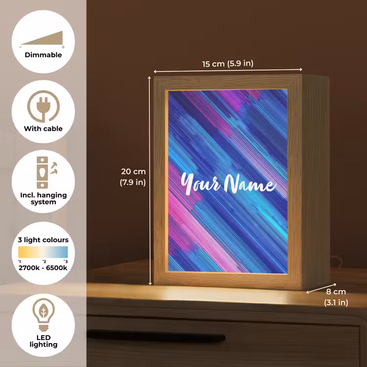 Neon - Strepen - Abstract - Blauw - Roze Light Box met kabel (Kinderlampje) klein -USP_EN
