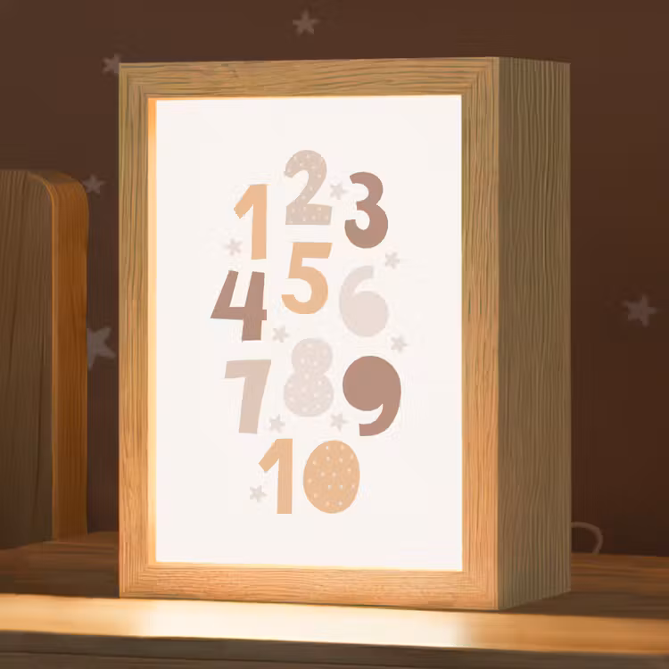 Getallen - Educatief - Leren tellen - Cijfers oefenen voor kinderen - Pastel kleuren Light Box met kabel klein -zzz_3d_website