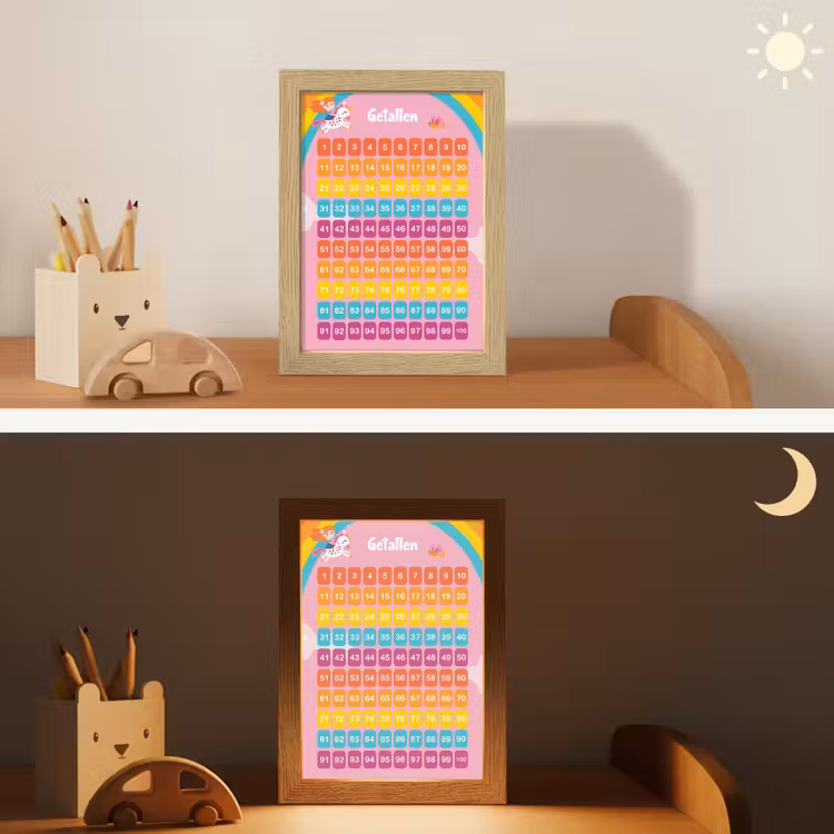 Getallen - Leren tellen voor kinderen - Getallenlijn - Cijfers - Roze - Eenhoorn Light Box met kabel klein -sfeer3_kind