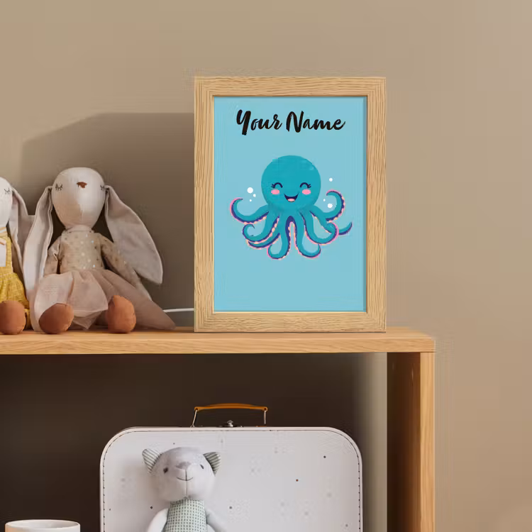 Octopus - Blauw - Gezicht Light Box met kabel (Kinderlampje) klein -sfeer2_kind
