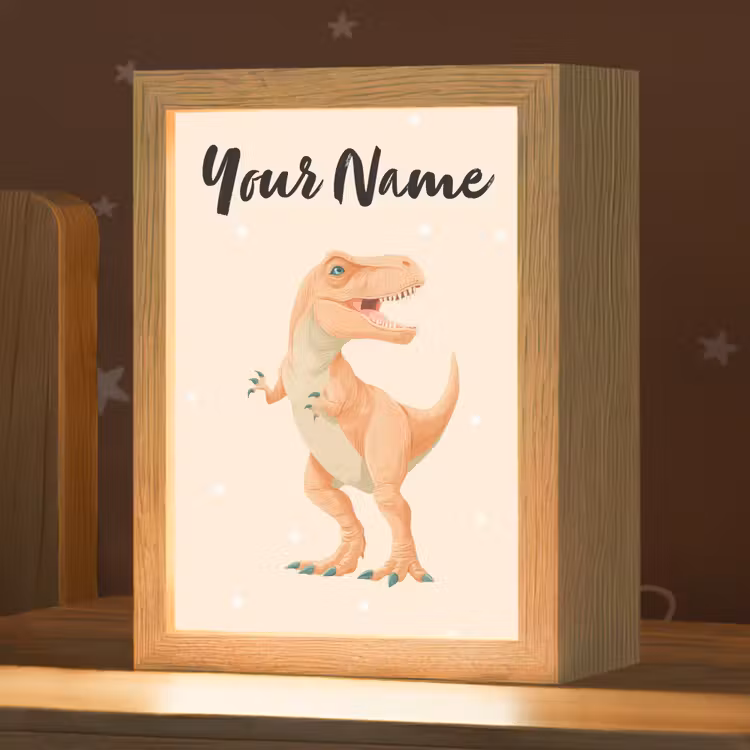 Oranje - Dino - T-Rex  - Stippen Light Box met kabel (Kinderlampje) klein -zzz_3d_website