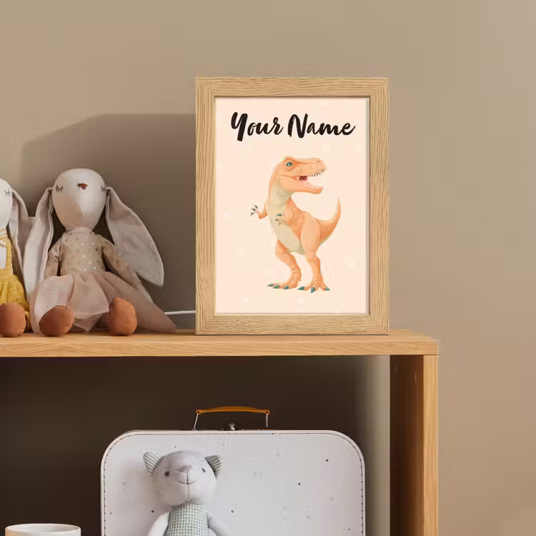 Oranje - Dino - T-Rex  - Stippen Light Box met kabel (Kinderlampje) klein -sfeer2_kind