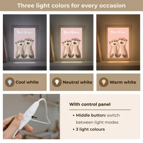 Otters - Glimlach - Bruin Light Box met kabel (Kinderlampje) klein -USP_lichtkleurEN