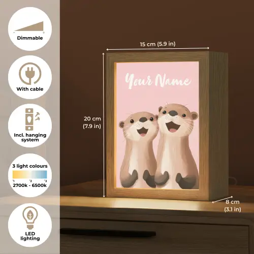 Otters - Glimlach - Bruin Light Box met kabel (Kinderlampje) klein -USP_EN