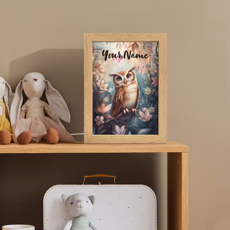 Uil - Bos - Bloemen - Vlinders Light Box met kabel (Kinderlampje) klein -sfeer2_kind